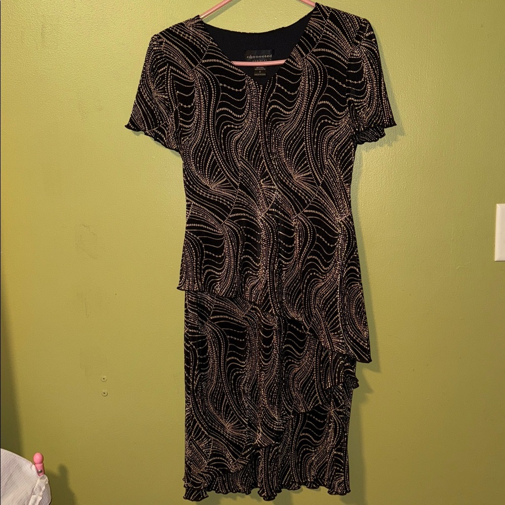 Connected Apparel Black Dress with Silver Accents